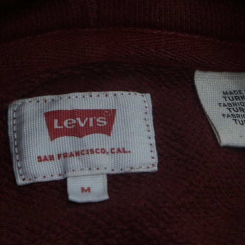 Levi's Men's Red Pullover Hoodie M Logo Graphic Fleece Sweatshirt