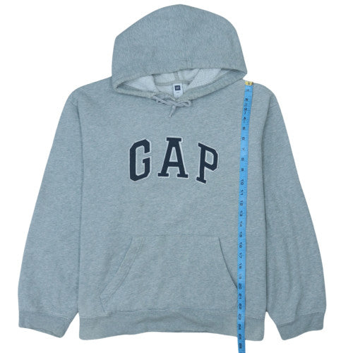 GAP Mens Grey Pullover Hoodie L Logo Design Cotton Blend
