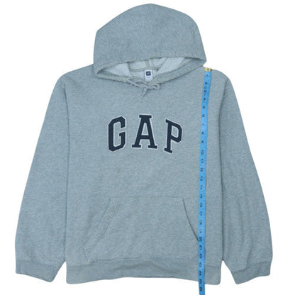 GAP Mens Grey Pullover Hoodie L Logo Design Cotton Blend