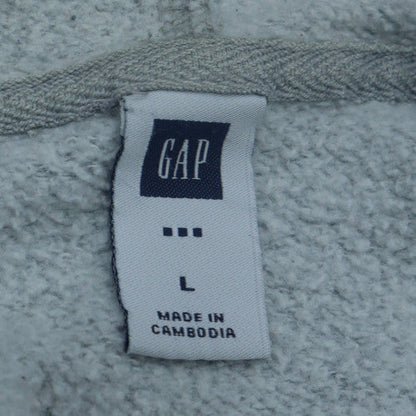 GAP Mens Grey Pullover Hoodie L Logo Design Cotton Blend
