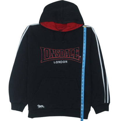 Lonsdale Men’s Black XL Pullover Hoodie with Logo Embroidery