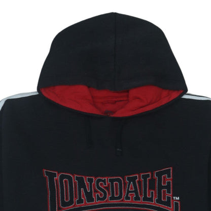 Lonsdale Men’s Black XL Pullover Hoodie with Logo Embroidery