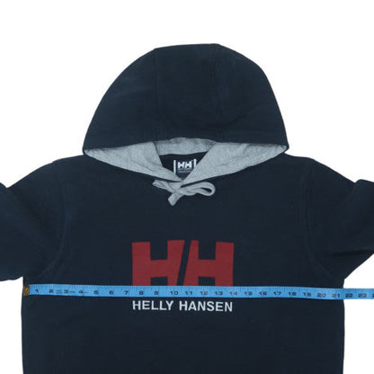Helly Hansen Men's Blue Pullover Hoodie L Logo Graphic Cotton