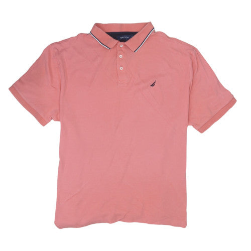Nautica Men's Pink 2XL Cotton Short Sleeve Polo Shirt