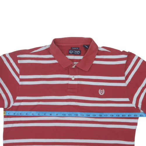 Chaps Men's Red Striped Classic Fit Polo Shirt XL