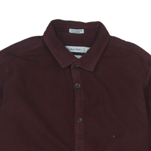 Calvin Klein Men's Brown Slim Fit Cotton Corduroy Shirt M