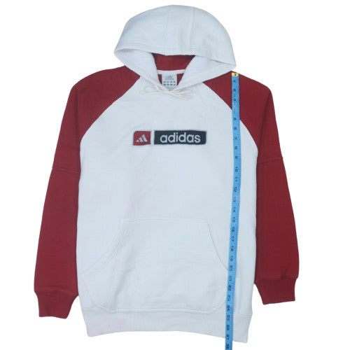 adidas Men's White Red Pullover Hoodie Size S Sports Fleece