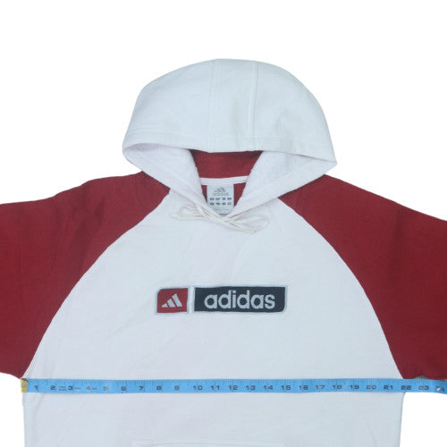 adidas Men's White Red Pullover Hoodie Size S Sports Fleece
