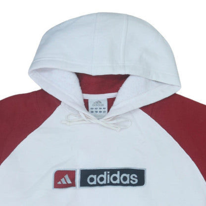 adidas Men's White Red Pullover Hoodie Size S Sports Fleece