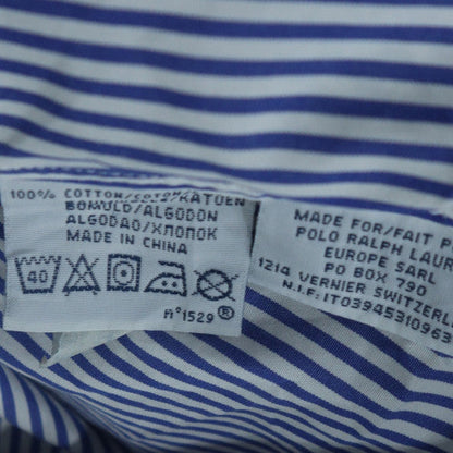 Ralph Lauren Men's Blue Striped Short Sleeve Button-Up Shirt L