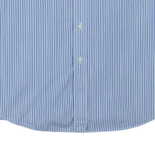 Ralph Lauren Men's Blue Striped Short Sleeve Button-Up Shirt L