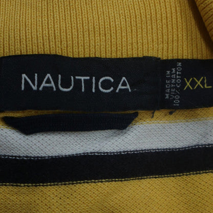 Nautica Men’s Yellow Striped 2XL Polo Shirt Cotton Collared Top