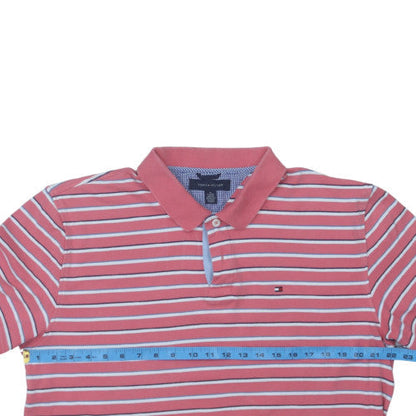 Tommy Hilfiger Men's Pink Striped Polo Shirt XL Cotton Casual