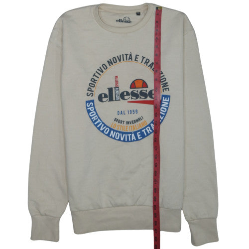Ellesse Men's Beige Graphic Crew Neck Sweatshirt Size M Pullover