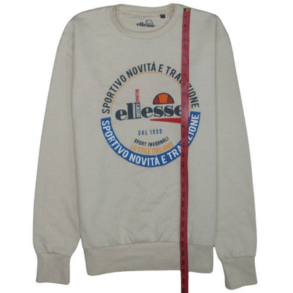 Ellesse Men's Beige Graphic Crew Neck Sweatshirt Size M Pullover
