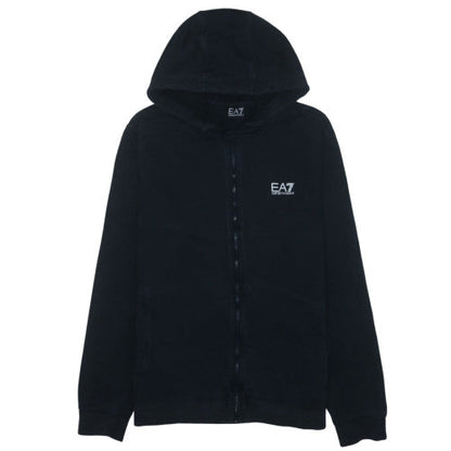 Emporio Armani EA7 Womens Black Full Zip Hoodie Size XL Cotton Blend