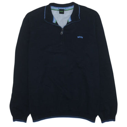 BOSS Mens Blue 3XL 1/2 Zip Cotton Knit Sweatshirt