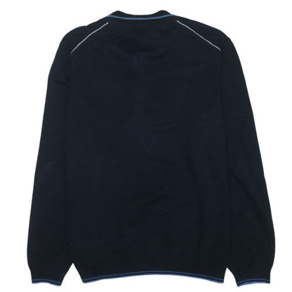 BOSS Mens Blue 3XL 1/2 Zip Cotton Knit Sweatshirt