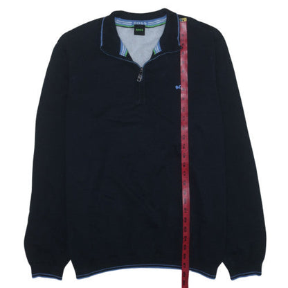 BOSS Mens Blue 3XL 1/2 Zip Cotton Knit Sweatshirt