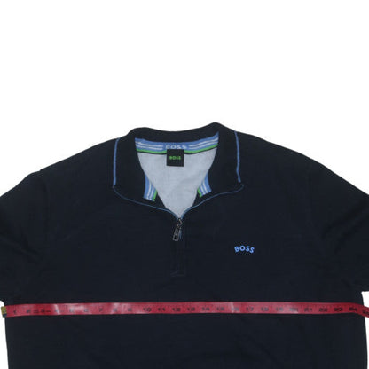 BOSS Mens Blue 3XL 1/2 Zip Cotton Knit Sweatshirt