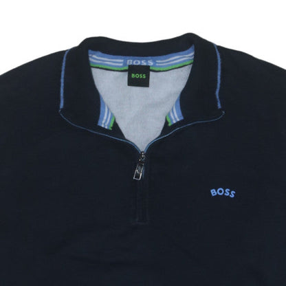 BOSS Mens Blue 3XL 1/2 Zip Cotton Knit Sweatshirt
