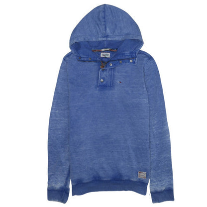 Hilfiger Denim Men's Blue Henley Hoodie Size L Cotton Blend