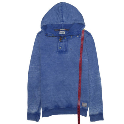 Hilfiger Denim Men's Blue Henley Hoodie Size L Cotton Blend