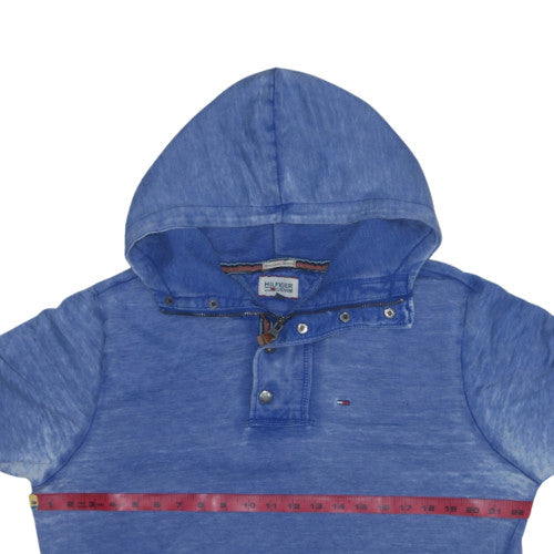 Hilfiger Denim Men's Blue Henley Hoodie Size L Cotton Blend