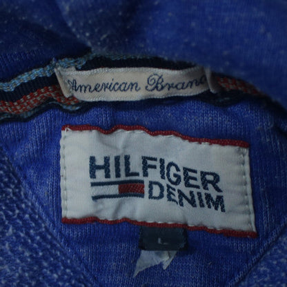 Hilfiger Denim Men's Blue Henley Hoodie Size L Cotton Blend