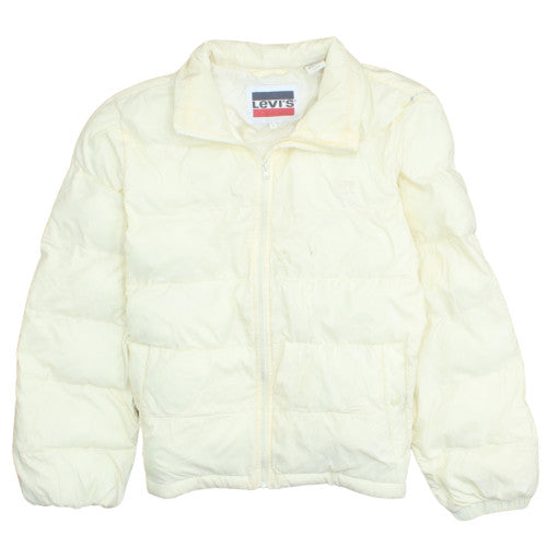 Levi's Women's Ivory Puffer Jacket Size S Full Zip Warm Winter Coat