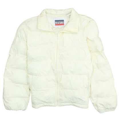 Levi's Women's Ivory Puffer Jacket Size S Full Zip Warm Winter Coat