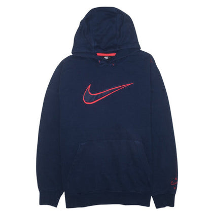 Nike Men's Blue 2XL Pullover Hoodie with Red Logo