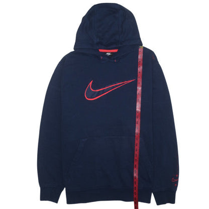 Nike Men's Blue 2XL Pullover Hoodie with Red Logo