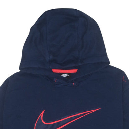 Nike Men's Blue 2XL Pullover Hoodie with Red Logo