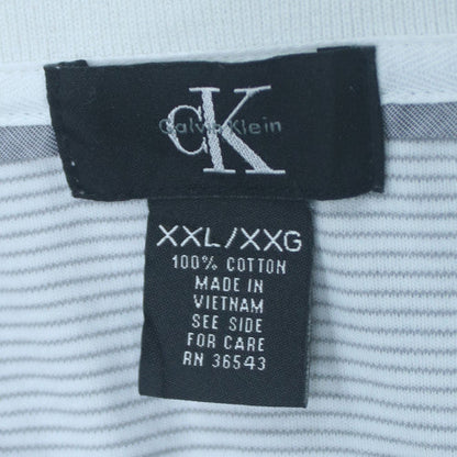Calvin Klein Men's Light Blue Striped Cotton Polo Shirt XXL
