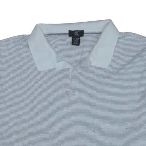 Calvin Klein Men's Light Blue Striped Cotton Polo Shirt XXL