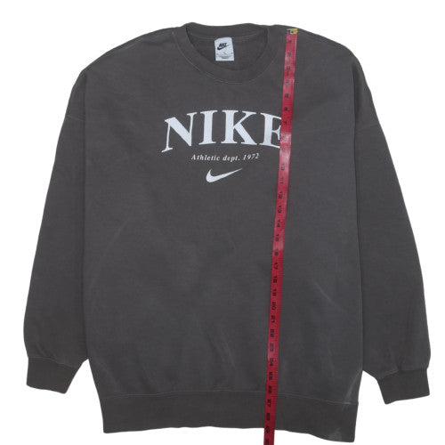 Nike Womens Grey Crew Neck Pullover Sweatshirt M Cotton Blend