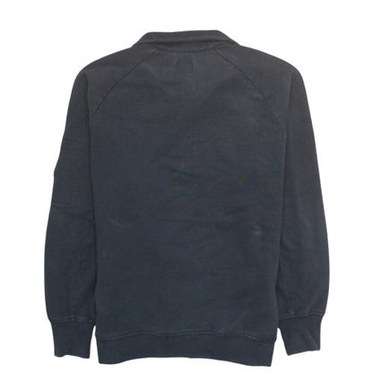C.P. Company Mens Black L 1/2 Zip Sweatshirt with Logo Detail
