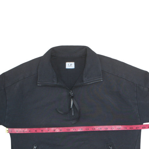 C.P. Company Mens Black L 1/2 Zip Sweatshirt with Logo Detail
