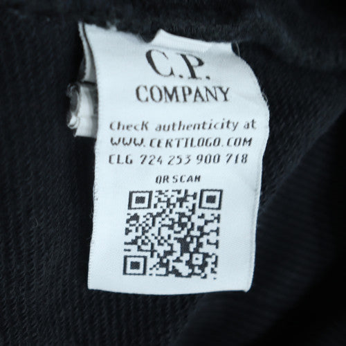 C.P. Company Mens Black L 1/2 Zip Sweatshirt with Logo Detail