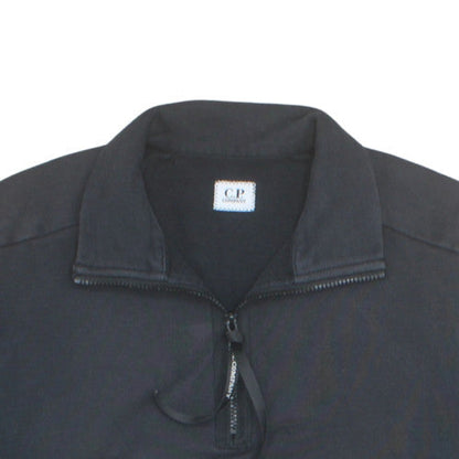 C.P. Company Mens Black L 1/2 Zip Sweatshirt with Logo Detail