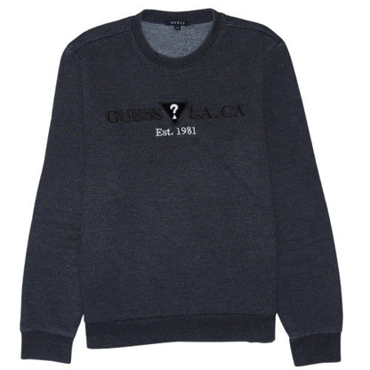 Guess Mens Grey Crew Neck Embroidered Logo Sweatshirt Size L