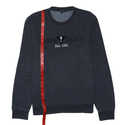 Guess Mens Grey Crew Neck Embroidered Logo Sweatshirt Size L