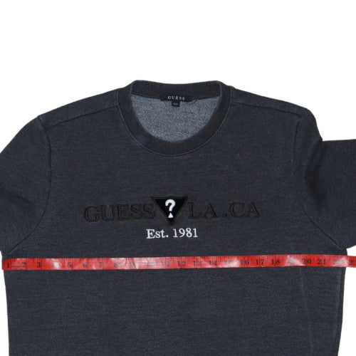 Guess Mens Grey Crew Neck Embroidered Logo Sweatshirt Size L