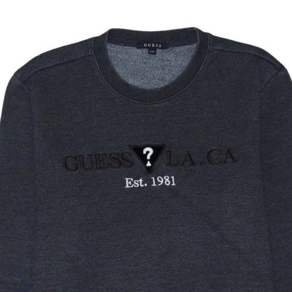 Guess Mens Grey Crew Neck Embroidered Logo Sweatshirt Size L