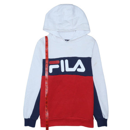 Fila Boys White Blue Red Pullover Hoodie Size 13-15 Years Cotton Blend