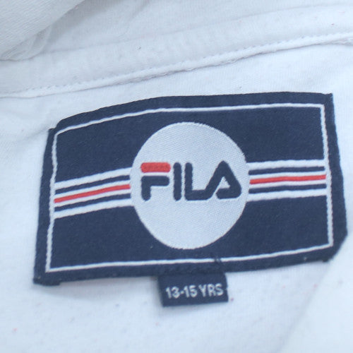 Fila Boys White Blue Red Pullover Hoodie Size 13-15 Years Cotton Blend