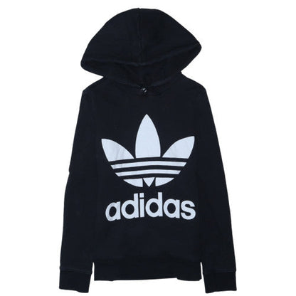 Adidas Women's Black Trefoil Pullover Hoodie Size 8 Cotton Blend