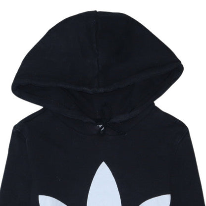 Adidas Women's Black Trefoil Pullover Hoodie Size 8 Cotton Blend