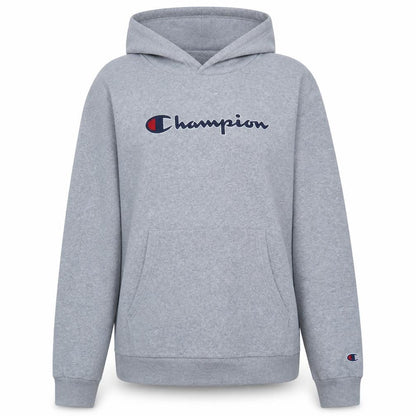 Champion Teens Grey Pullover Hoodie 2XL Logo Embroidered Cotton Blend